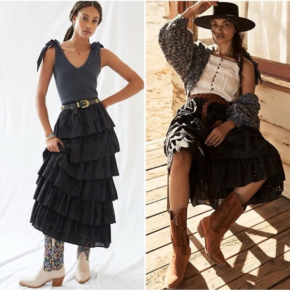 Anthropologie Forever That Girl Eyelet Tiered Ruffle Skirt